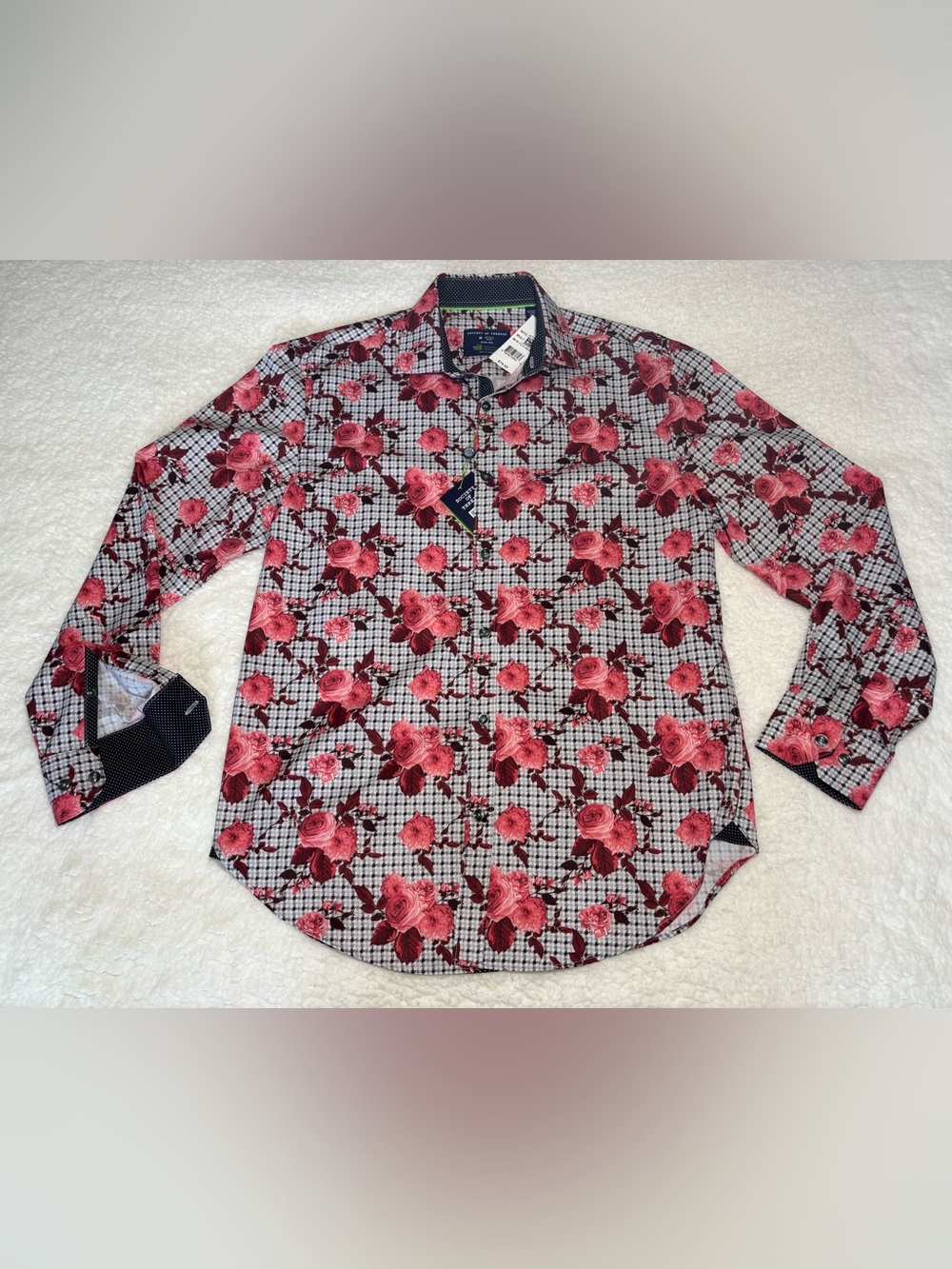 New Society Of Threads Mens M Rose Floral Long Sleeve Slim Fit 15-15.5 33/34